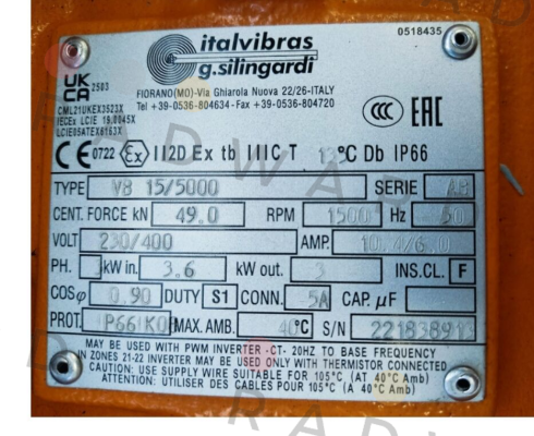 Italvibras-VB 15/5000, 230/400 V, 50 Hz, 1500 1/min price