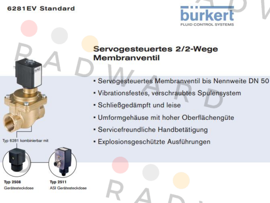 Burkert-2/2-Wege-Magnetventil Typ:6281  price