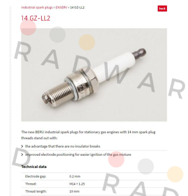 Beru-14GZ-LL-2 (EA = 0,2 mm) price