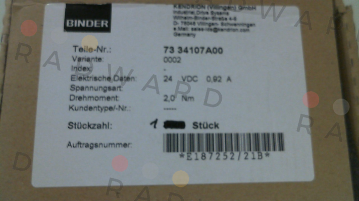 Binder-73 34107A00 -0002 price