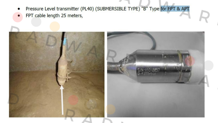 HANLA LEVEL-PL40 / (SUBMERSIBLE TYPE)) "B" Type for FPT  price